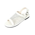 thumbnail image 3 of Domuza Women’s Comfortable Mesh Open Toe Sandals, Adjustable Buckle Ankle Strap Flat Shoes with Soft Insole for Summer and Outdoor Use White 10（EU-43）, 3 of 9