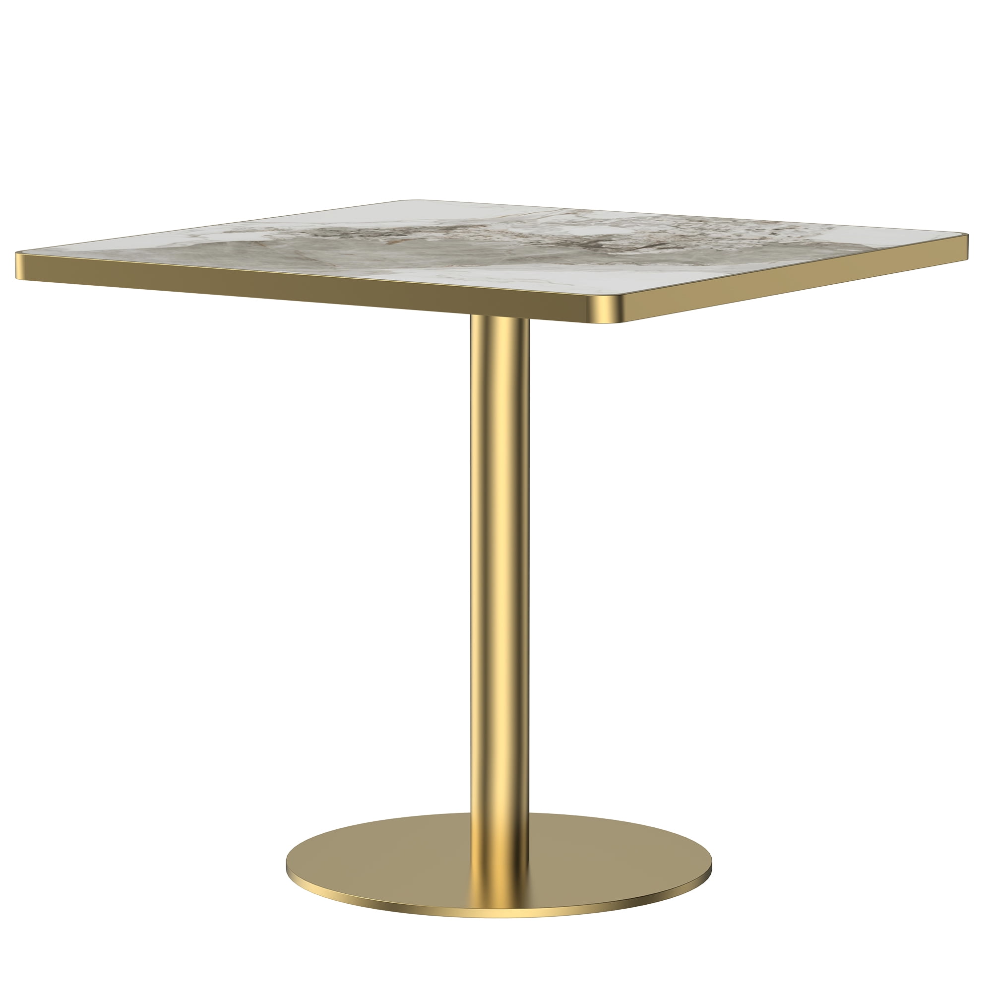 31.5" Square Modern Tulip Dining Table, Sintered Stone Tabletop with Marble Print, Stainless Steel Bracket Base, Scratch & Wear Resistant, Waterproof Surface, Ideal for Indoor & Outdoor