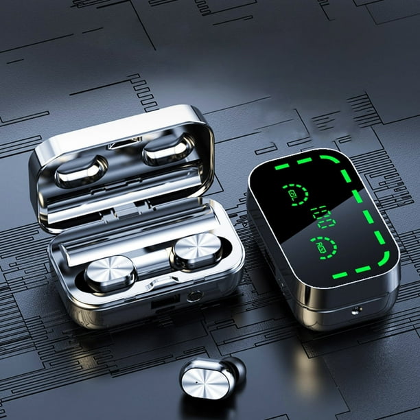 Auriculares inalámbricos Bluetooth 5.3 con control de pantalla digital Txmfgh: audífonos brillantes con resistencia al agua IPX5, sonido HD y diseño mini para usar en el auto, jugar y trabajar.