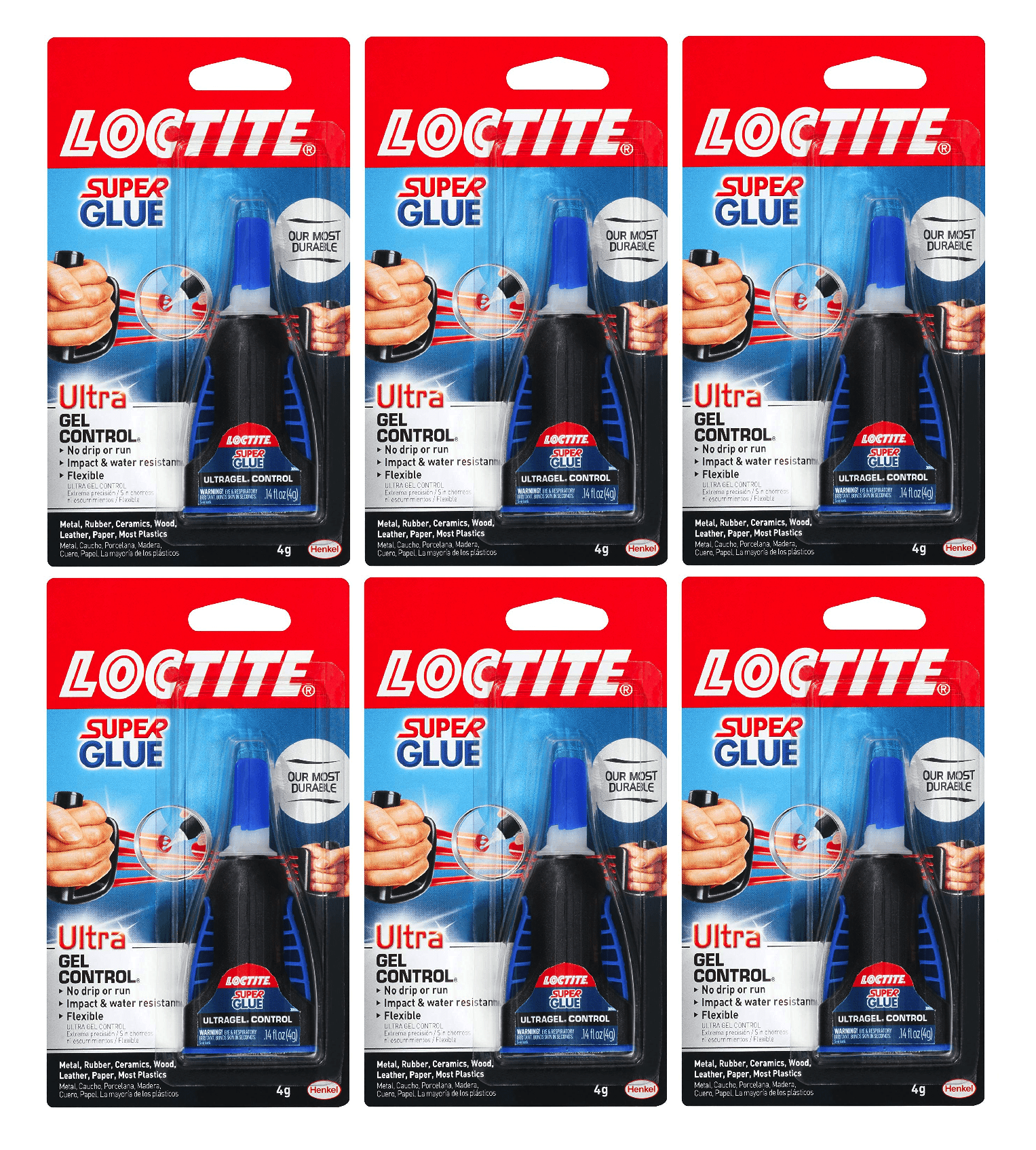 Loctite 4g Ultra Gel Control Super Glue Bottle (6 Pack)