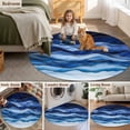 thumbnail image 5 of Round Rugs 7Ft, Navy Blue Ombre Round Area Rug Washable Indoor Throw Carpet, Modern Moire Abstract Art Luxury Large Non Slip Circle Rug for Dining Room Playroom Home Decor Aesthetic, 5 of 8