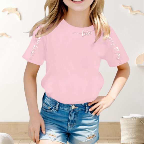 Gzbliryd Graphic T-Shirt White T Shirts Short Sleeve Summer Blouse Summer T Shirts for Boys Summer Tops for Teens (Pink,10-11 Years)