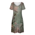 thumbnail image 3 of Yotami Vacation Dress for Women Floral Print Summer Midi Dress with Pocket V-Neck Short Sleeve Boho Dress for Casual, 3 of 3