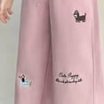 thumbnail image 4 of NIEWTR Girls Casual Straight Leg Pants Wide Loose Fit Lounge Sweatpants Elastic Waist Drawstring Joggers with Pockets Spring（A01-Pink,6-7 Years), 4 of 7