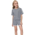 thumbnail image 1 of Sherrylily Kid Summer Sport T-Shirt and Shorts Set Plaid Print Clothing Sets Girls Tracksuit, 1 of 5