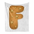 thumbnail image 1 of Christmas Alphabet Soft Flannel Fleece Blanket, Xmas Themed F Letter as Cookie with Starry Toppings Print, Cozy Plush for Indoor and Outdoor Use, 50" x 60", Ginger Almond and White, by Ambesonne, 1 of 6