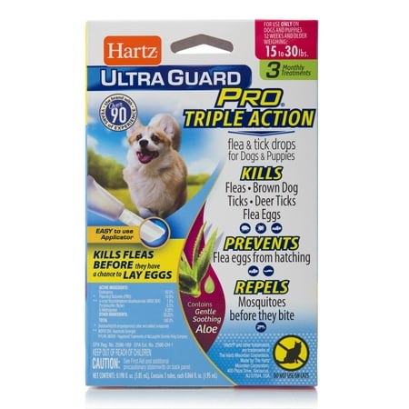 Hartz UltraGuard Pro with Aloe Flea & Tick Drops for Dogs 15-30 lbs, 3 Monthly Treatments