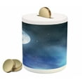 thumbnail image 1 of Moon Piggy Bank, Night Sky with Stars Full Moon Universe Space Heavenly Bodies Romantic Evening, Ceramic Coin Bank Money Box for Cash Saving, 3.6" X 3.2", Black Blue White, by Ambesonne, 1 of 4