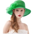 thumbnail image 5 of Organza Fascinator Hat - Women's Wide Brim Church Bridal Tea Party Wedding Hat, 5 of 5