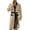 Khaki, variant on Men Contrast Trim Waffle Knit Bathrobe, Long Sleeve Knee Length Self Tie Lightweight Spa Robe with Pockets