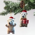 thumbnail image 3 of Clearance! Christmas Bear with Santa Hat Decor Acrylic Xmas Christmas Decorations for Tree 2D Flat Hanging Pendant Santa for Tiny Christmas Tree Funny New Year Christmas Tree Orna, 3 of 3