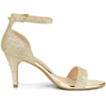thumbnail image 2 of Allegra K Women's Glitter Strap Stiletto Heel Sandals Gold (Size 10), 2 of 6