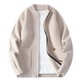 thumbnail image 2 of FRSASU Men's Casual Slim Full Zip Thick Ribbed Knitted Cardigan Sweaters with Pockets Beige, 2 of 9