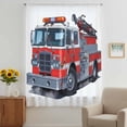 thumbnail image 3 of Fire Trucks Sheer Curtains 84 Inches Long, Modern Cartoons Vehicles Light Filering Curtains, Breathable Simi Curtain Privacy Drapes for Living Room Bedroom Lightweight Window Treatment, 3 of 9
