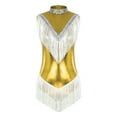 thumbnail image 6 of iiniim Women's Shiny Metallic Sleeveless Fringed Bodysuit Sequins Jazz Latin Dance Dress Gymnastic Leotard Gold S, 6 of 7