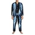thumbnail image 4 of Kll Night Scene Of Wolves Sleepwear Mens Flannel Pajamas,Long Cotton Pj Set, 4 of 9