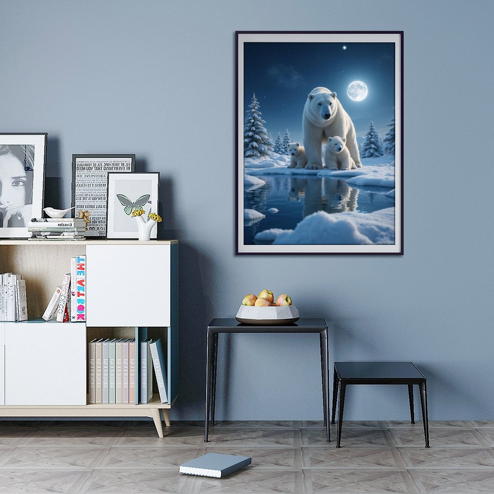 Diamond Art Kits for Adults - 5d Winter Night Polar Bear Reflection Diamond Painting for Adults, Diamond Art for Adults Beginners, Diamond Painting Kits for Adults for Home Wall Decor