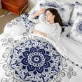 thumbnail image 4 of Feelyou Vintage Fashion Damask Bedding Comforter Set 7pcs, Mandala Boho Queen Bedding Sets, 4 of 8