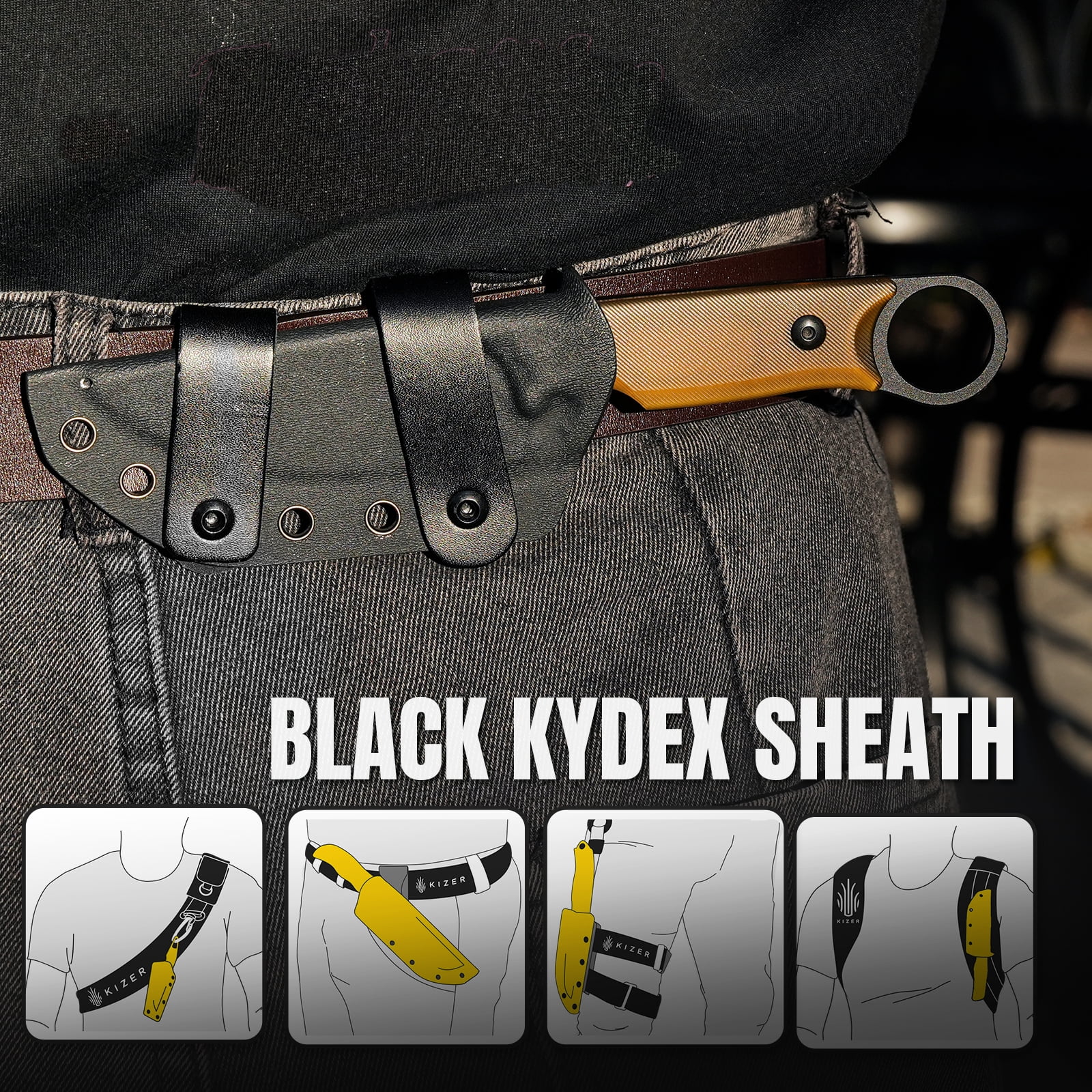 Kizer Cabox Fixed Blade Knife Nitro-V Blade PEI Handle Pocket Tactical Knives 1048A6