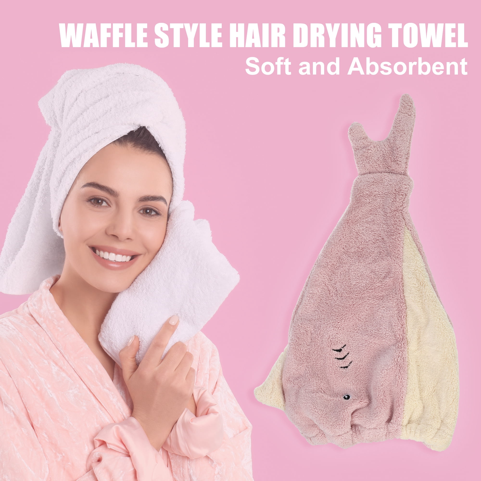Unique Bargains Quick Drying Lightweight Absorbent Hair Drying Towel Cap Pink