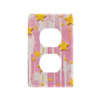Yayeee Duplex Wall Plate 1-Gang 4.5"x2.7" Home Receptacle Light Switch Decorative Outlet Cover, Flat Yellow Stars