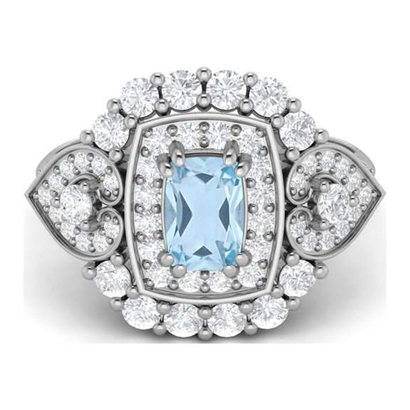 6X4mm Cushion Shape Natural Blue Topaz 925 Silver Cocktail Women Valentines Day Gifts Ring