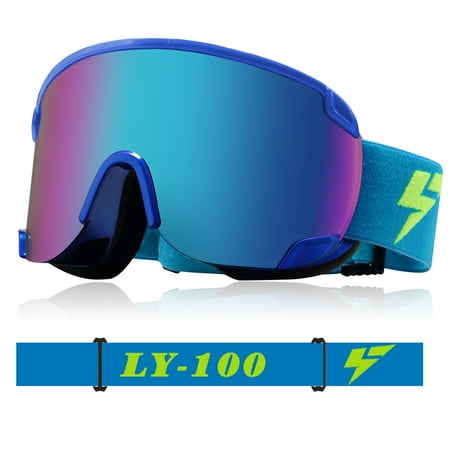 Ski Snowmobile Snowboard Goggles OTG Anti-fog UV400 Protect Anti-slip BU for Women Men