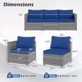 thumbnail image 3 of Gymax Set of 3 Patio Sectional Sofa Set PE Rattan Modular Couch Furniture Set w/Cushions Navy, 3 of 10