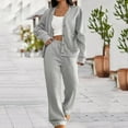 thumbnail image 2 of Ltctricy Sweatsuits for Women Casual Long Sleeve V Neck Button down Jackets and Wide Leg Pants 2 Piece Lounge Tracksuits(Gray,X-Large), 2 of 7