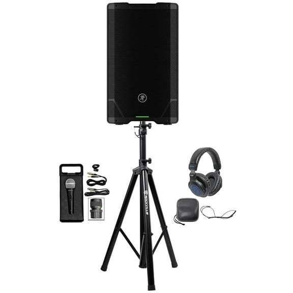 Mackie SRT212 12” 1600w Powered DJ PA Speaker w/Bluetooth Stand Headphones Mic