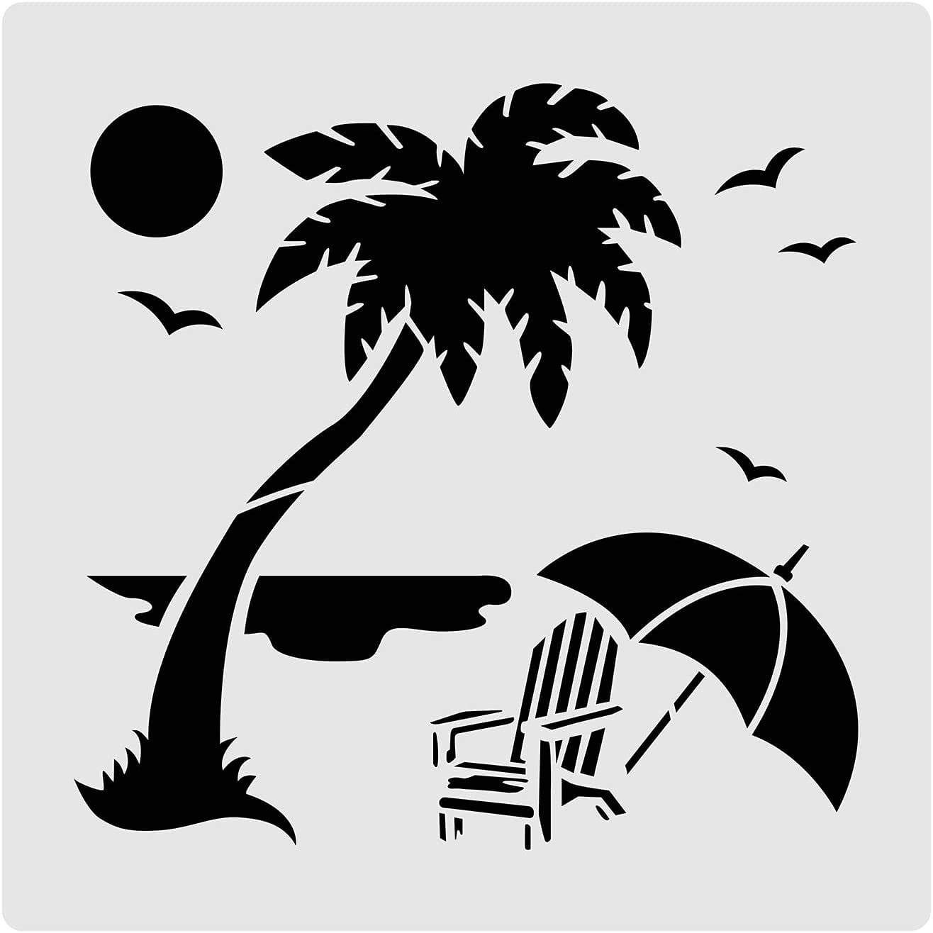 12x12 Inches Beach Painting Stencils Coconut Tree Template Stencils for ...