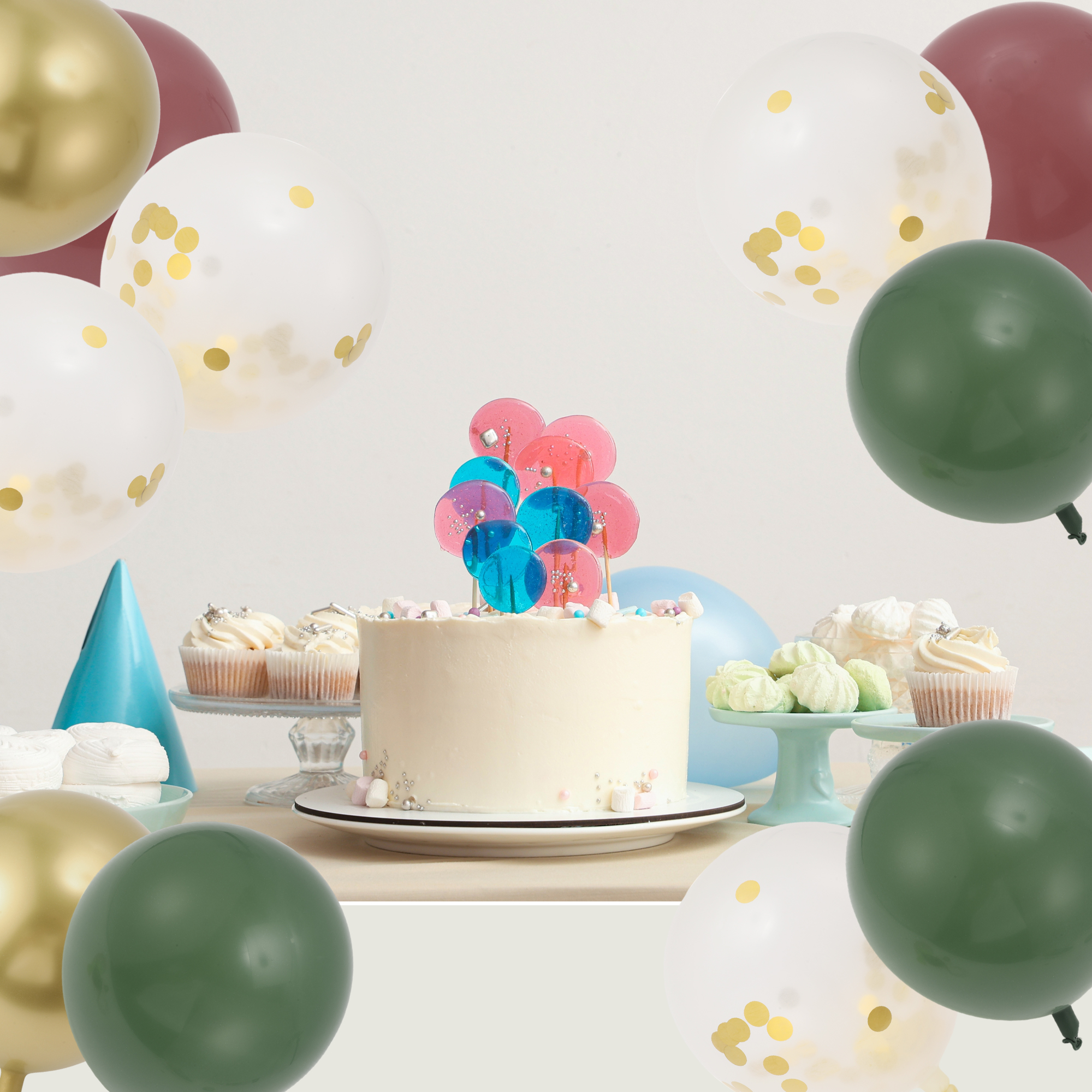 Unique Bargains Latex Party Balloons with Ribbon Green Red Gold Tone Clear 10inch 20Pcs