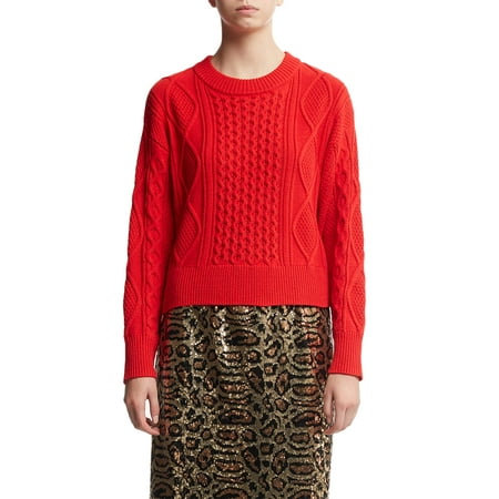 Scoop Cropped Cable Knit Sweater Women's