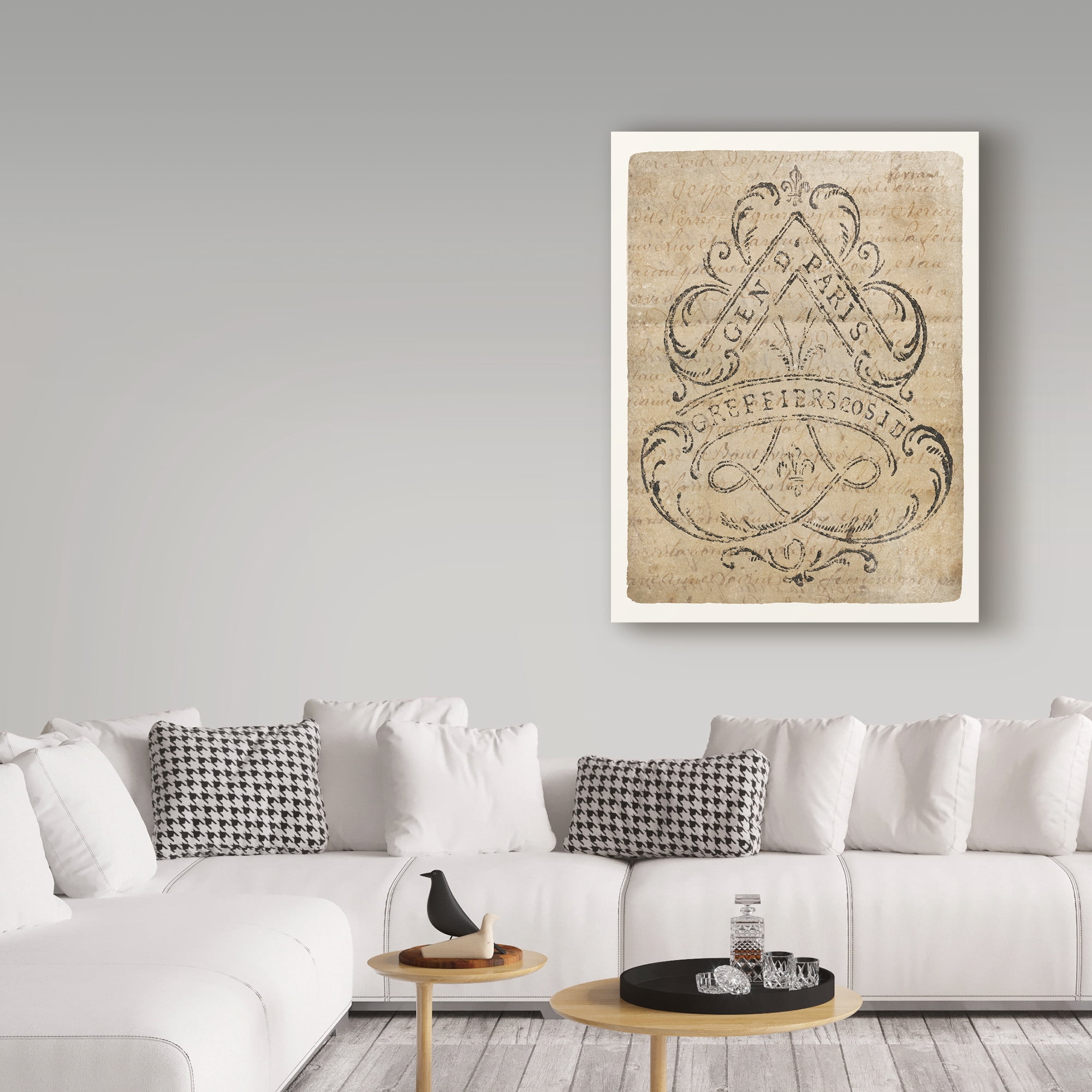 Trademark Fine Art 'Vintage Letter Crest I Antique Border V2' Canvas Art by Wild Apple Portfolio