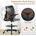 thumbnail image 6 of Tall Office Chair for Standing Desks,High Desk Drafting Chair with Adjustable Footrest Ring,Ergonomic Lumbar Support,Flip-Up Armrests for Home Office,Grey, 6 of 12