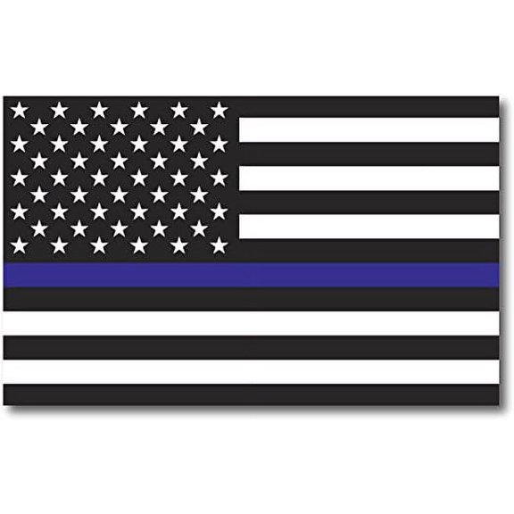 Thin Blue Line American Flag Decal 3" x 5" - in Support of Police and Law Enforcement Officers