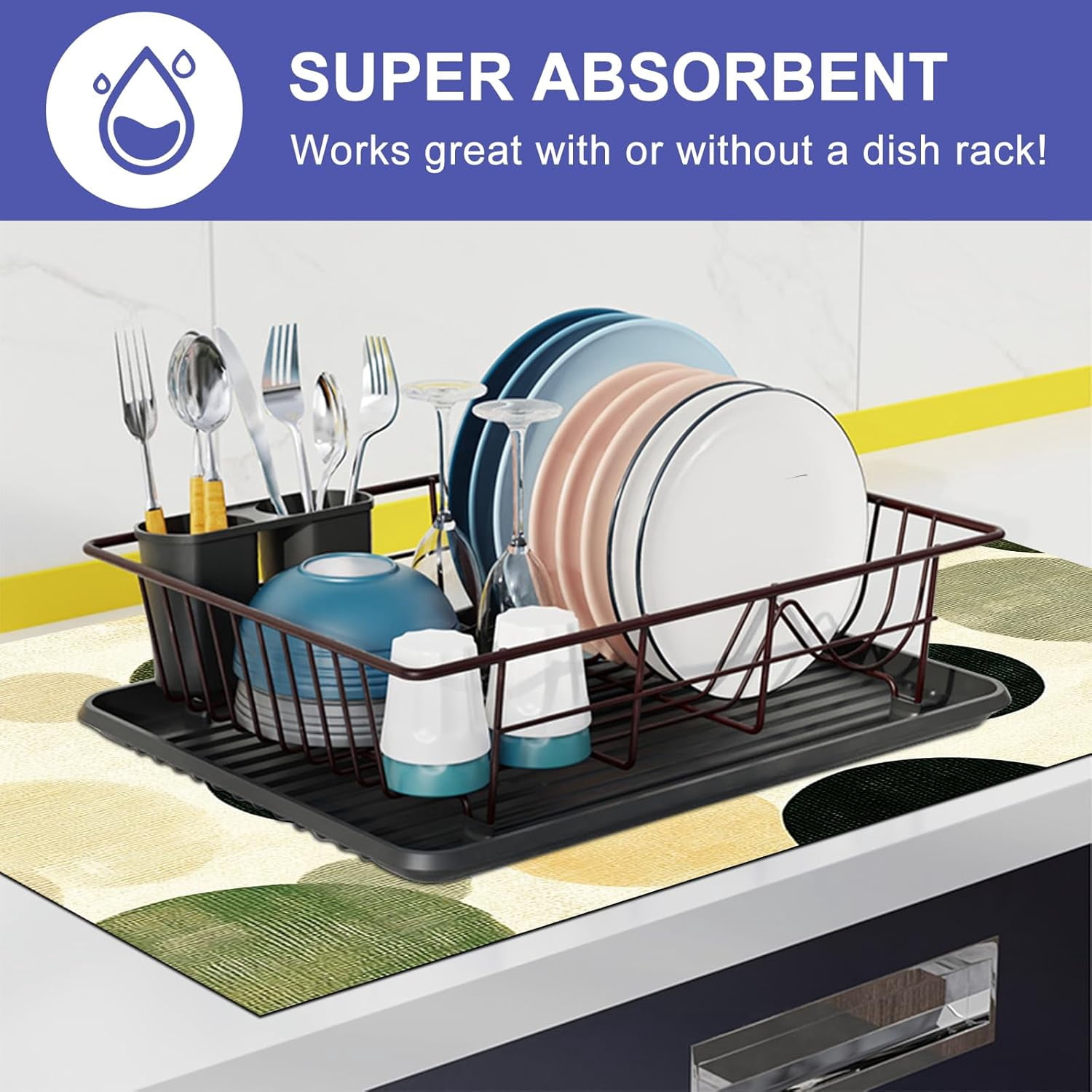Stove Top Covers for Electric Cooktop 28x20 Inches Heat Resistant Countertop Protector Kitchen Dish Drying Mats Coffee Bar Mats Retro Green Polka Dot Design