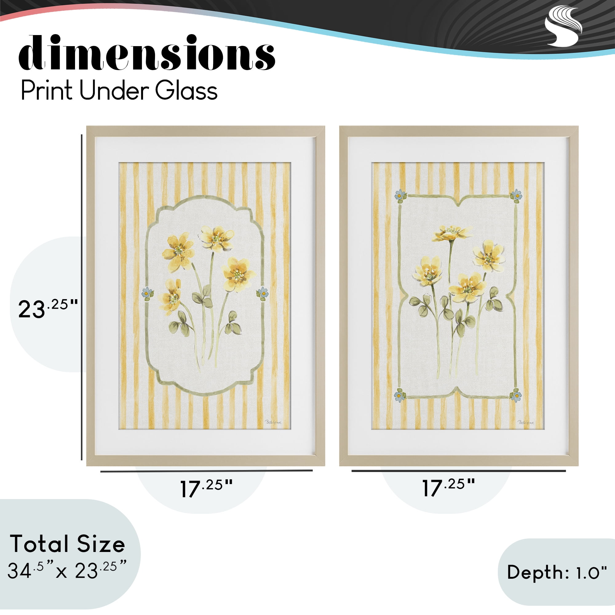 Stupell Industries Sweet Honey Blooms 2 Piece Birch Framed Print Under Glass Set, design by Beth Grove