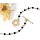 thumbnail image 4 of BR Collar con cierre de lazo de color beige con flores doradas, gargantilla de perlas con cuentas de semillas para mujeres y niñas, 4 of 4