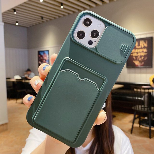 Funda blanda para teléfono con tarjetero para iPhone 14 13 12 11 Pro Max X XR XS Max 6 6S 7 8 Plus, funda protectora deslizante para cámara Tan Jianjun unisex