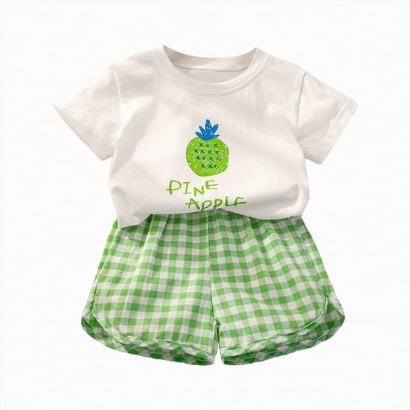 Hessimy Girls 2 Piece Outfits Summer Clothes Short Sleeve Tops and Short with Pockets Kids Fashion Clothing Sets(Green,4-5 Years)