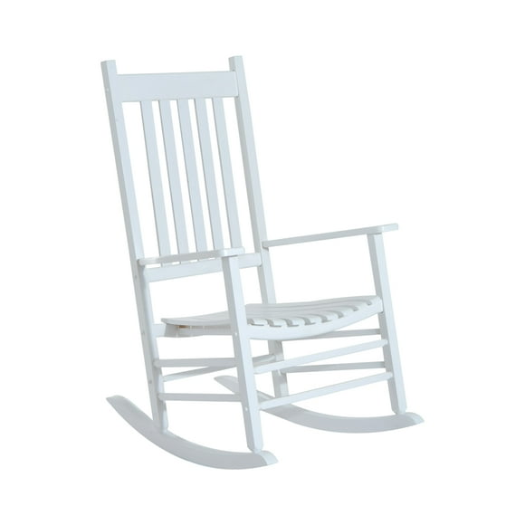 Outsunny Wooden Porch Rocking Chair Outdoor Patio Rocker Garden Single Leisure Reclining Seat Armchair White