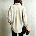 thumbnail image 4 of Domzest Womens Corduroy Shirt Jacket Button Down Frayed Hem Lapel Shirt Jackets 2026 Fall Casual Oversized Outerwear with Chest Pocket Beige XL, 4 of 6