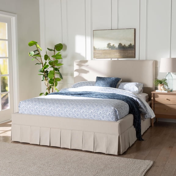 Baxton Studio Astin Modern Platform Bed, Queen, Beige