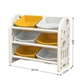 thumbnail image 4 of Toy Storage Organizer for Kids, Multi-Purpose Storage Bins with 3-Tier Design and 6 Removable Plastic Bins, Classroom Storage Cabinet for Playroom Daycare Bedroom, Yellow, 4 of 7