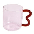 thumbnail image 3 of Taza de vidrio colorida de 450 ml / 15 oz para la oreja Vaso de agua Taza para beber Latte Taza de borosilicato para cerveza Vino Rosado, 3 of 6