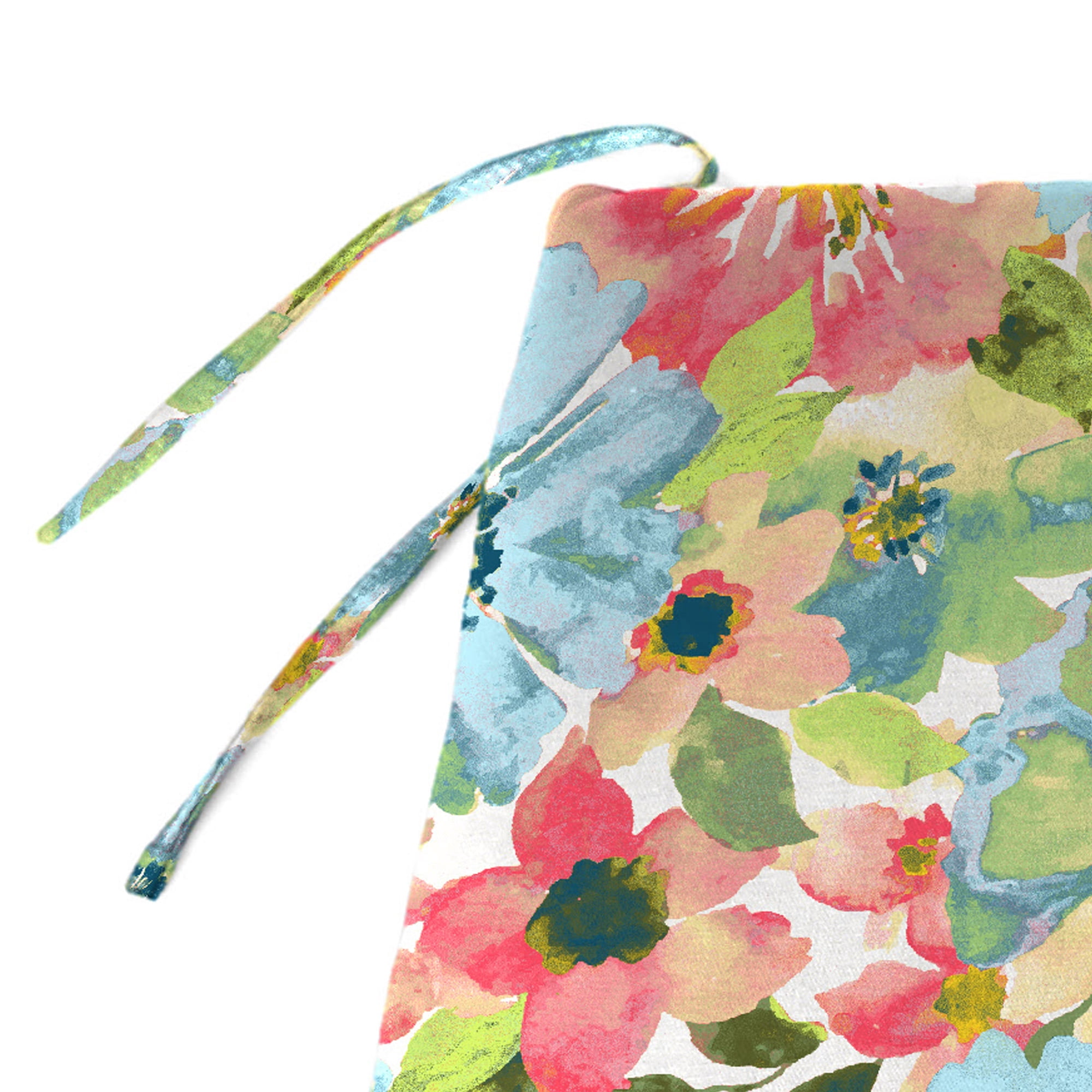Jordan Manufacturing 48" x 19.5" Watercolor Garden Multicolor Floral Rectangular Outdoor Settee Swing Bench Cushion with Ties