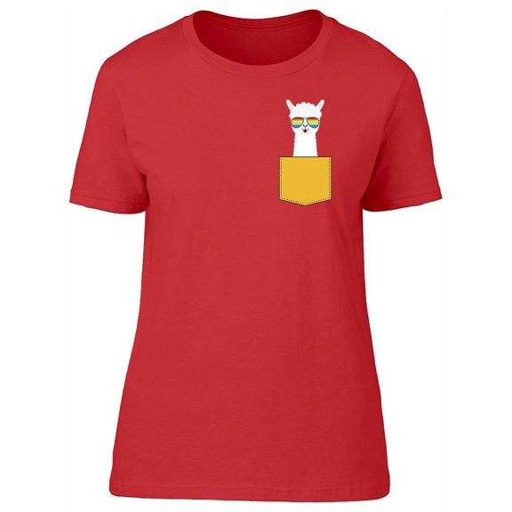 Cool Alpaca Face In The Pocket T-Shirt Women -Image by Shutterstock, Female XX-Large