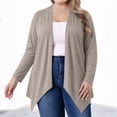 thumbnail image 2 of Fnooota Women's Plus Size Open Front Cardians, Casual Lightweight Long Sleeve Soft Comfy Cardigans for Women Khaki Size XL, 2 of 8