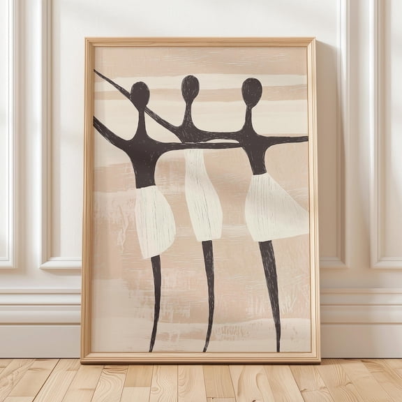 Elegant Trio Dancing Silhouettes Art Print, Modern Abstract Wall Art For Minimalist Wall Art, Modern Wall Decor, 8x12 UNFRAMED
